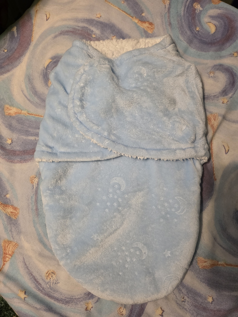 Soft Blue Plush Baby Swaddle